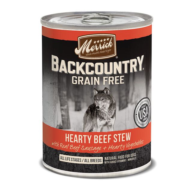 Merrick Backcountry Grain Free Hearty Beef Stew Canned Dog Food 12.7 oz