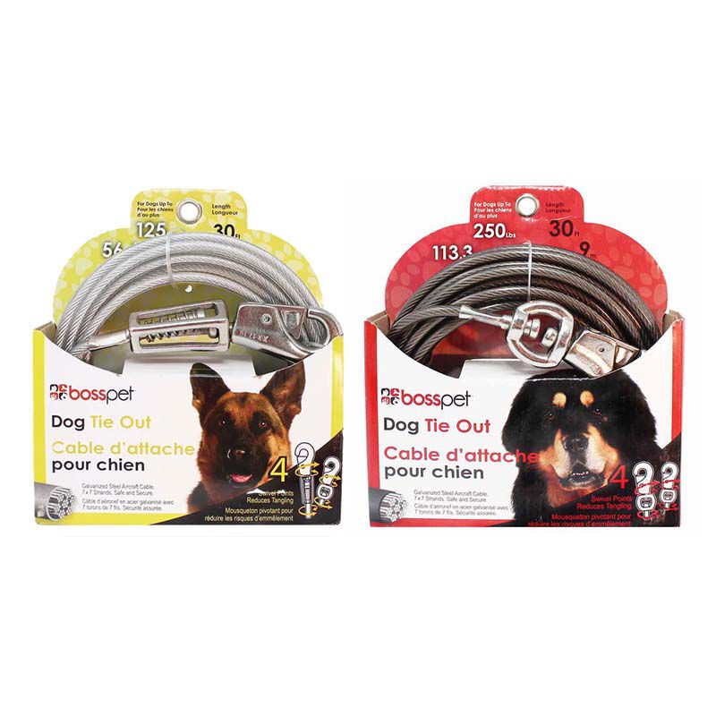 Boss Pet Vinyl Coated Cable Dog Tie Out Silver