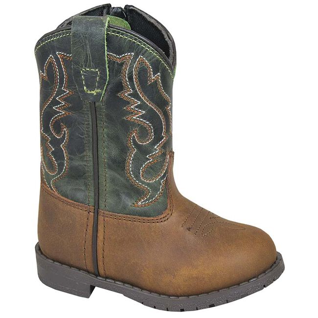 Smoky Mountain Boots Kids' Hopalong Western Boots - Brown Distressed/Green Crackle image number null