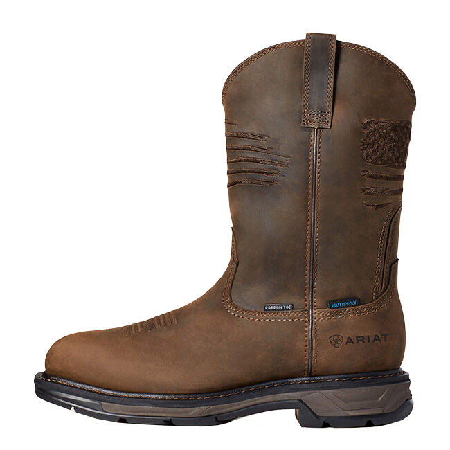 Ariat Men's WorkHog XT Patriot Waterproof Carbon Toe Work Boot - Distressed Brown image number null