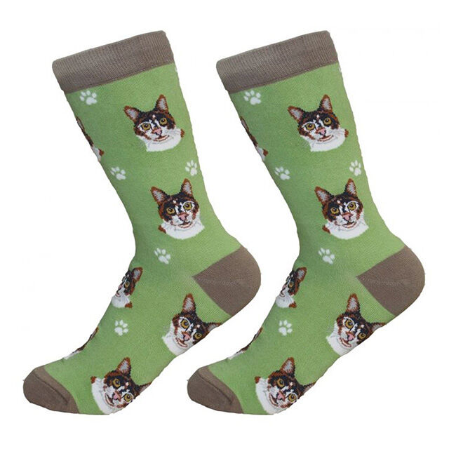 E&S Pets Unisex Novelty Crew Socks - Calico Cat image number null