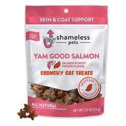 Shameless Pets Yam Good Salmon Crunchy Cat Treats - Skin & Coat Support - Salmon & Sweet Potato Flavor