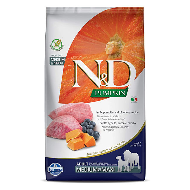 Farmina N&D Grain-Free Pumpkin Adult Medium & Maxi Dog Food - Pumpkin, Lamb & Blueberry Recipe image number null