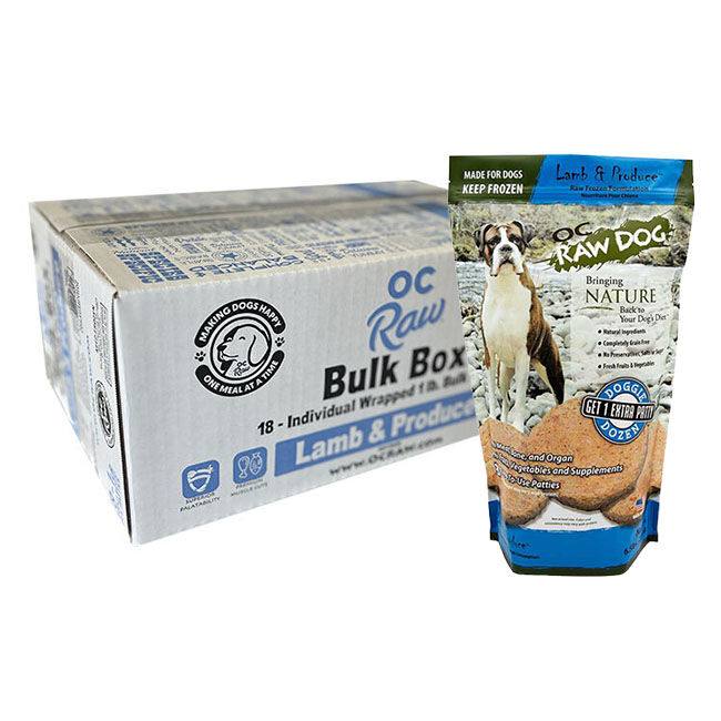 OC Raw Frozen Raw Dog Food Patties - Lamb & Produce Recipe image number null