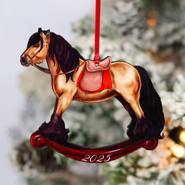 Classy Equine Ornament - 2025 Buckskin Gypsy Cob Rocking Horse image number null
