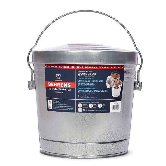 Behren's 6-Gallon Galvanized Steel Garbage Can with Lid image number null