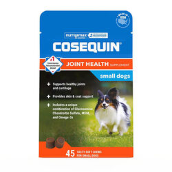Nutramax Cosequin for Small Dogs, Joint Health Supplement, Contains Glucosamine for Dogs, Plus Chondroitin, MSM and Omega-3s, Supports Joint and Skin and Coat Health, For Dogs Under 25 lbs., Soft Chews