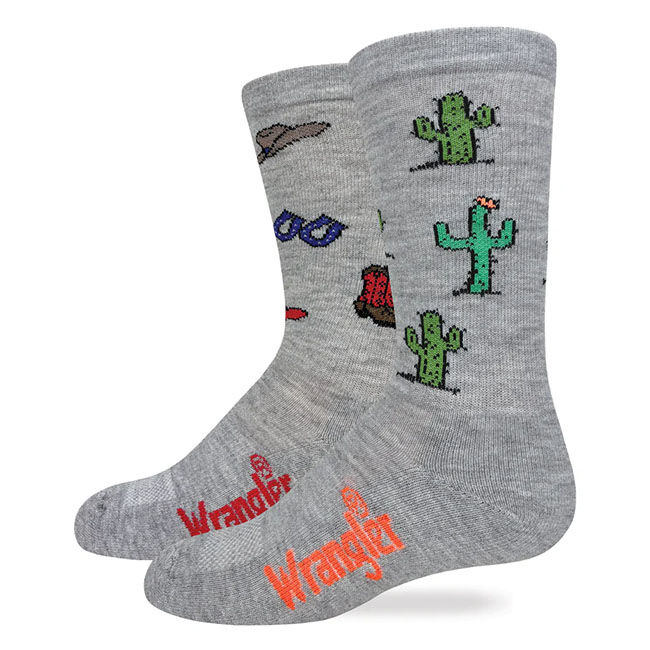 Wrangler Kids' Western Boot Socks - 2 Pairs - Grey image number null