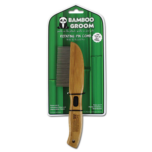 Bamboo Groom Rotating Pin Comb with 41 Rounded Pins image number null
