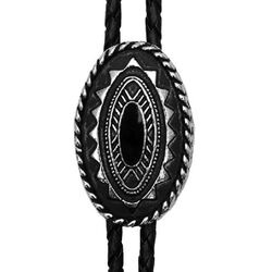 Western Express Oval Silver Plated Bolo Tie
