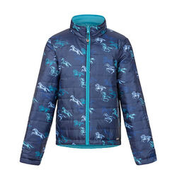 Kerrits Kids' Pony Tracks Reversible Quilted Riding Jacket - Ink Run Free Multi/Peacock