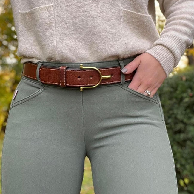 Tory Leather 1-1/2" Deer Print Spur Buckle Belt image number null