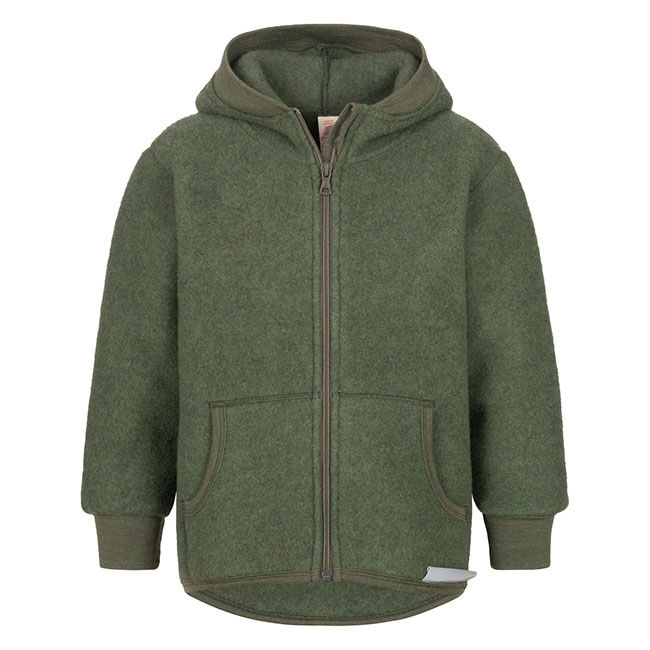 Engel Kids' 100% Wool Hooded Jacket with Zipper Reed Melange