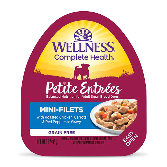 Wellness Petite Entrees Dog Food - Mini-Filets with Roasted Chicken, Carrots & Red Peppers in Gravy - 3 oz image number null