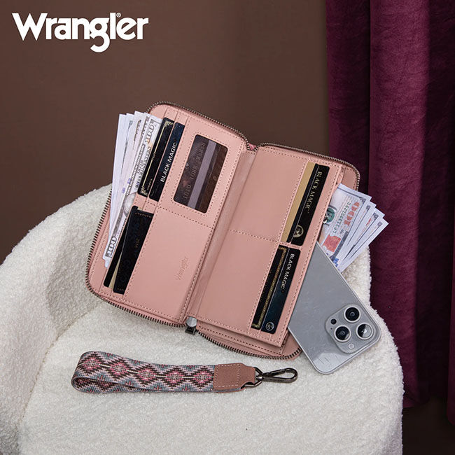 Wrangler Southwestern Art Print Wallet - Dark Pink image number null