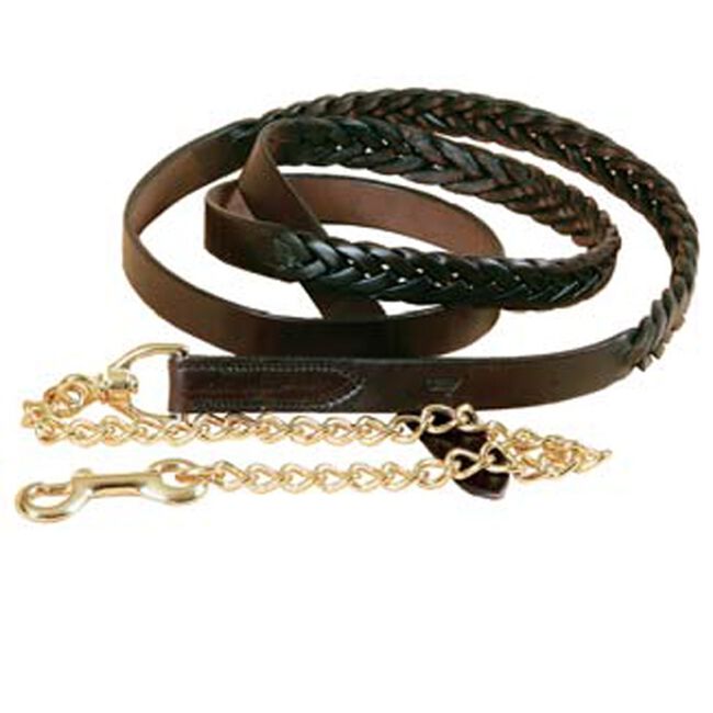 Tory Braided Leather Lead With Chain - Havana image number null