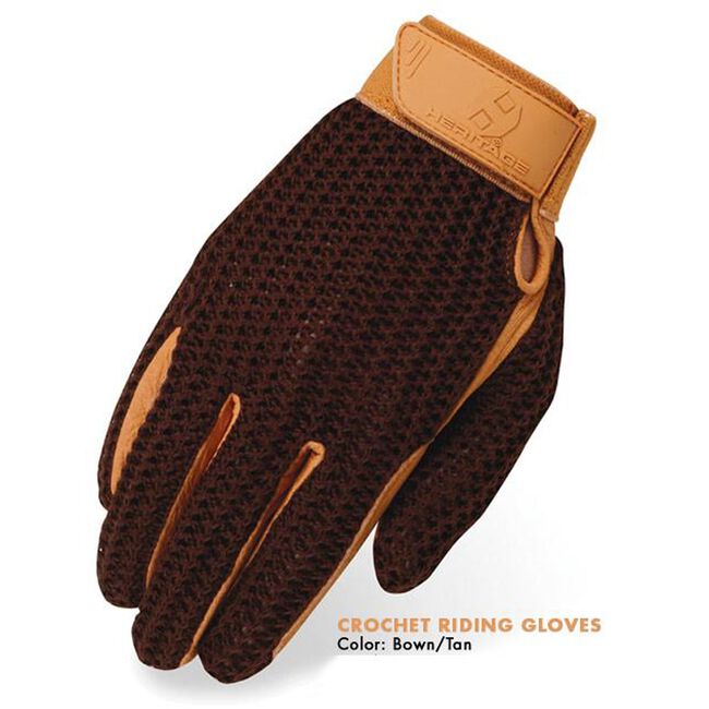 Heritage Crochet Riding Gloves Brown image number null