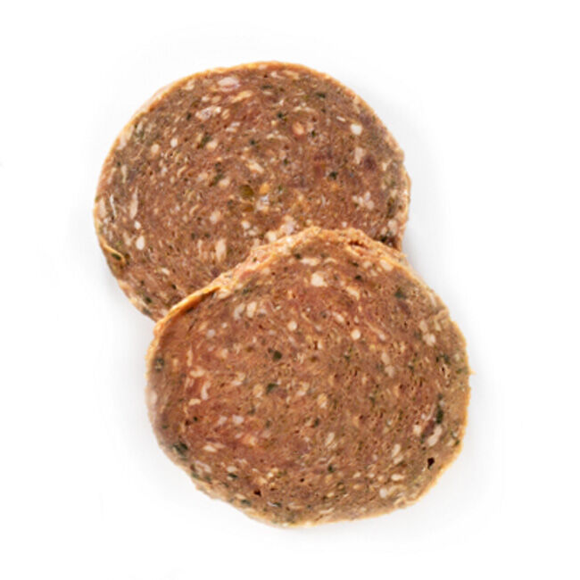 Oma's Pride Woof Complete Frozen Raw Dog Food Patties - Beef & Veggie Recipe image number null
