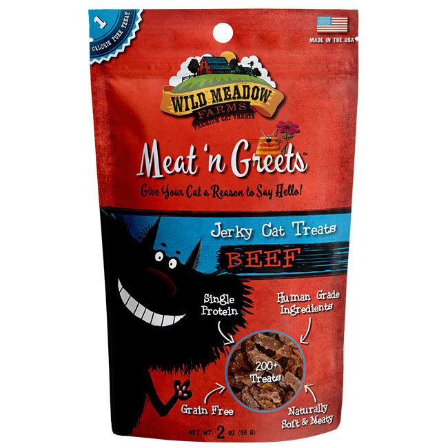 Wild Meadow Farms Meat 'N Greets Jerky Cat Treats - Beef - 2 oz image number null