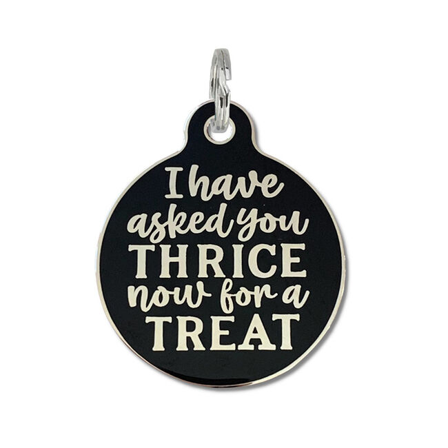 Bad Tags Dog ID Tag - Asked Thrice for a Treat - Black - Closeout image number null