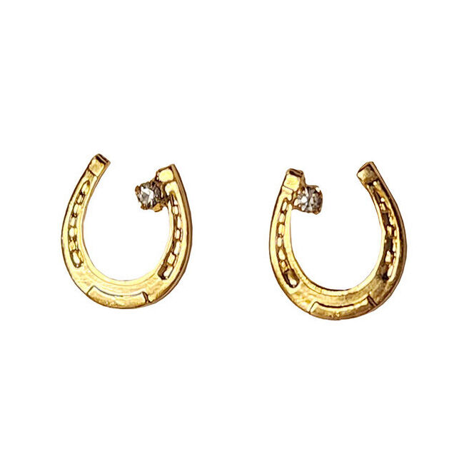 Finishing Touch of Kentucky Horse Shoe with Swarovski Crystal Gold Earrings  image number null