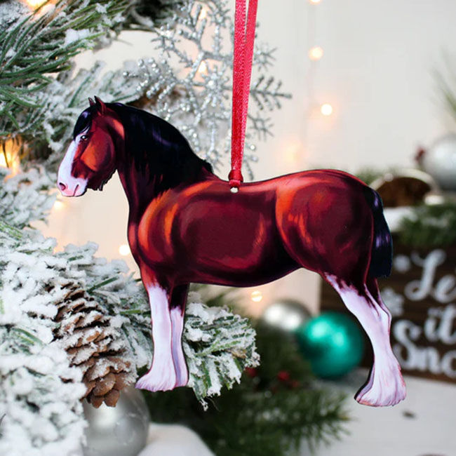 Classy Equine Ornament - Bay Clydesdale image number null