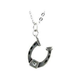 Finishing Touch of Kentucky Necklace - Horseshoe with Crystal - Retro Silver