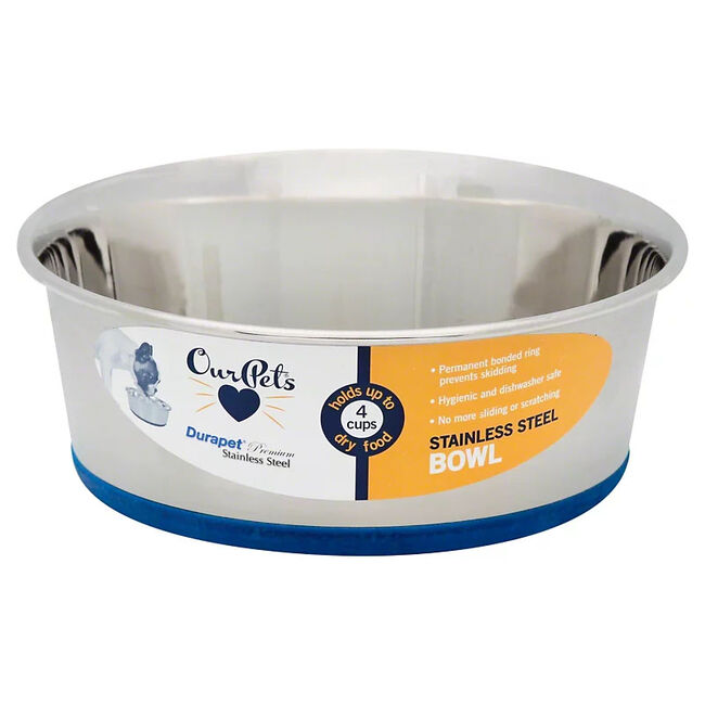 OurPets Durapet Premium Rubber-Bonded Stainless Steel Bowl image number null