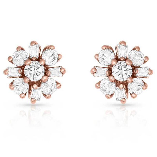 Montana Silversmiths Simply Brilliant Rose Flower Stud Earrings image number null