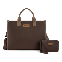 Wrangler Structured Crossbody Work Tote with Pouch - Coffee/Camel