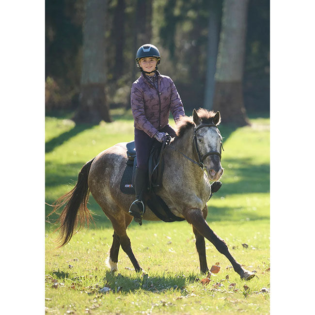 Kerrits Kids' Pony Parade Reversible Quilted Riding Jacket - Elderberry/Thistle Horse image number null