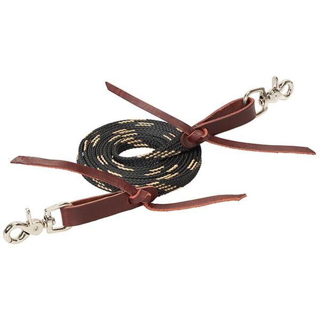 Weaver Leather Flat Braided Competition Roper Rein - Black/Tan image number null