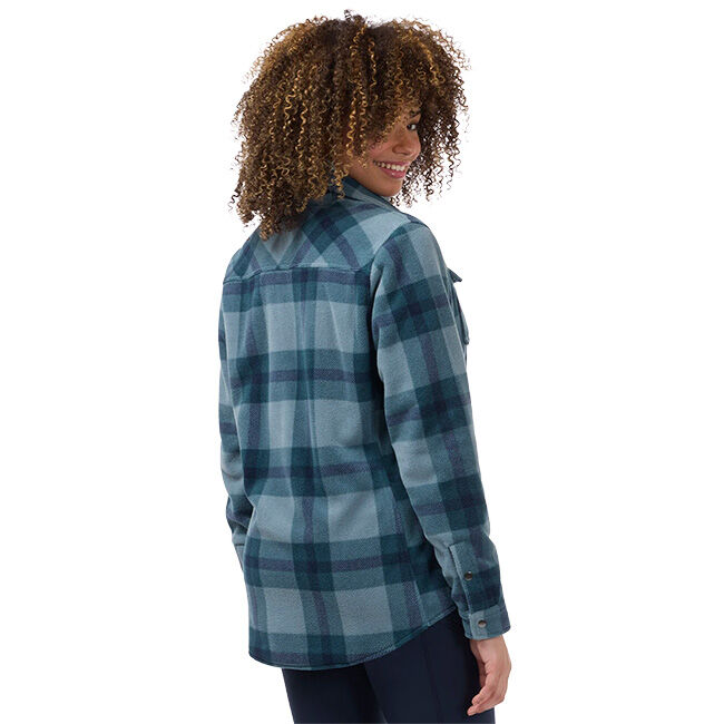 Kerrits Women's Alpine Fleece Snap Front Barn Shirt - Shoreline/Nightfall Plaid image number null