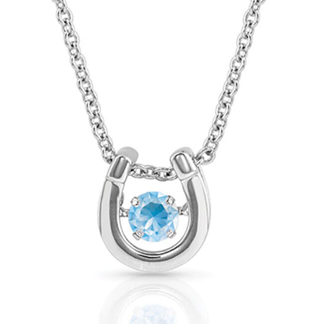 Montana Silversmiths Dancing Birthstone Horseshoe Necklace - March image number null