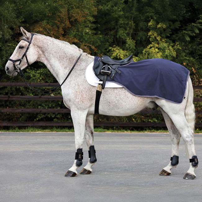 Horseware Rambo Waterproof Fleece Exercise Sheet - Navy/Thunderstorm Gray/Silver image number null