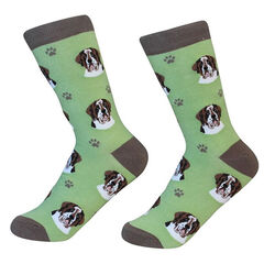 E&S Pets Unisex Novelty Crew Socks - Saint Bernard - Closeout
