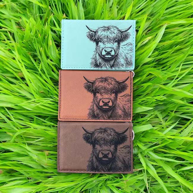 The Krafty Equestrian Engraved Keychain Wallet - Highland Cow image number null