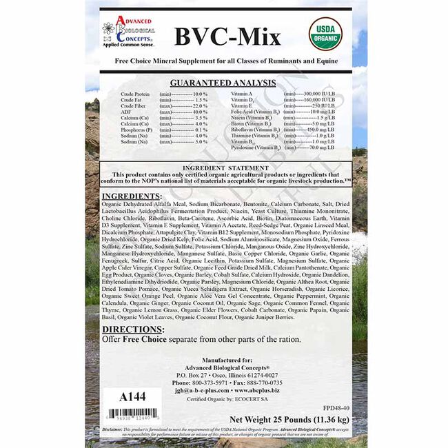 Advanced Biological Concepts BVC Mix Organic (B Vitamins) - 25 lb image number null