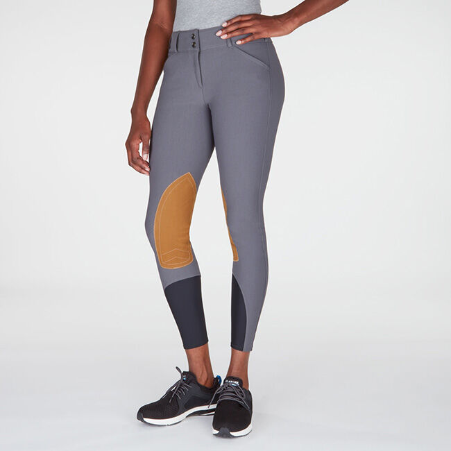 Tailored Sportsman Women's Mid Rise Front Zip Boot Sock Breech - Graphite/Tan image number null
