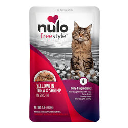 Nulo FreeStyle Meaty Topper for Cats - Yellowfin Tuna & Shrimp in Broth Recipe - 2.8 oz