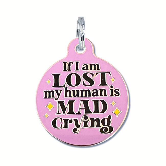 Bad Tags Dog ID Tag - If I Am Lost, My Human is Mad Crying - Light Purple image number null