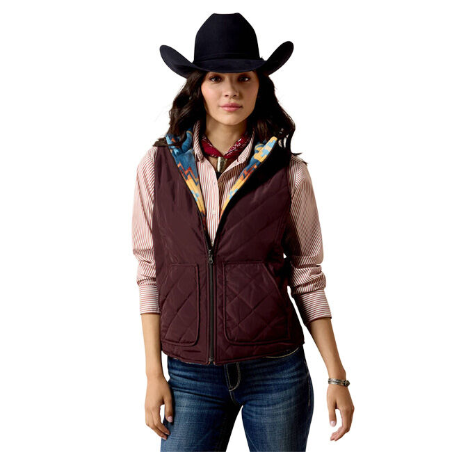 Ariat Women's Dilon 2.0 Reversible Insulated Vest - Chocolate Plum/Lakeside Southwest image number null