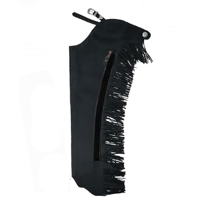 RHC Equestrian Women's Ultra Suede Leather Fringe Chaps - Black image number null