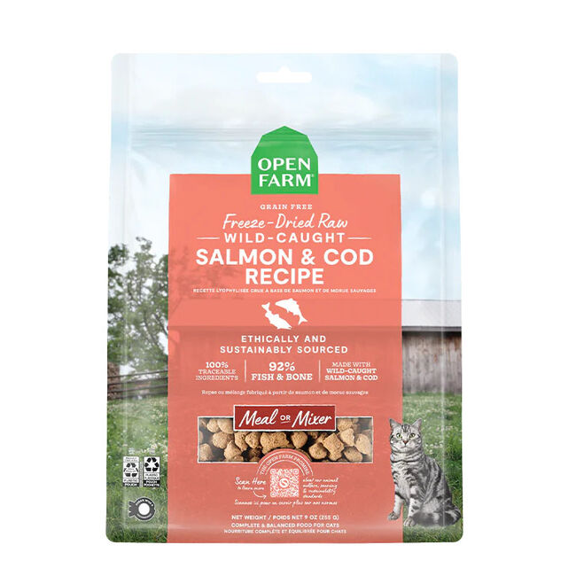 Open Farm Freeze-Dried Raw Cat Food - Wild-Caught Salmon & Cod Recipe image number null
