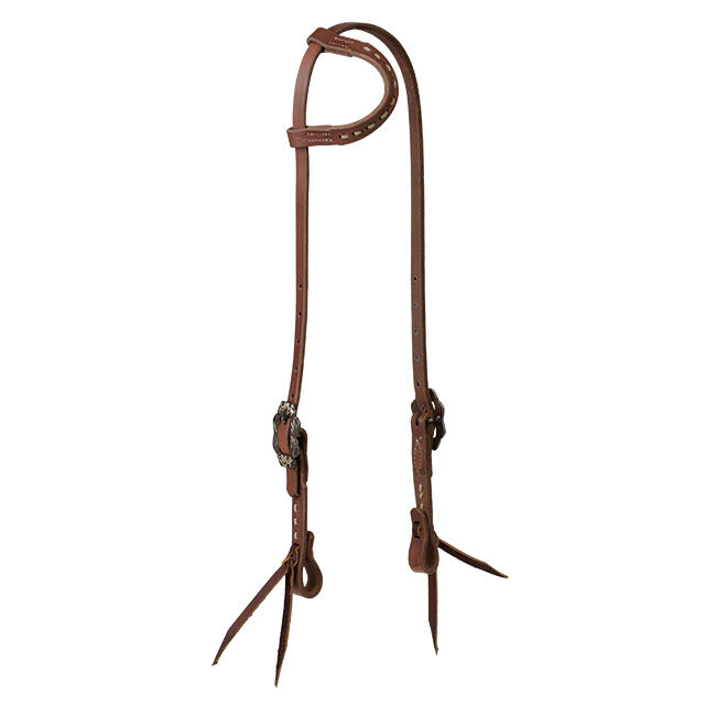 Weaver Equine Dusk Collection Buckstitch Sliding Ear Headstall in Oiled Hermann Oak Leather image number null