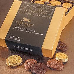 Harbor Sweets Dark Horse Chocolates Trophy Assortment - Milk and Dark Chocolate - 32 Pieces