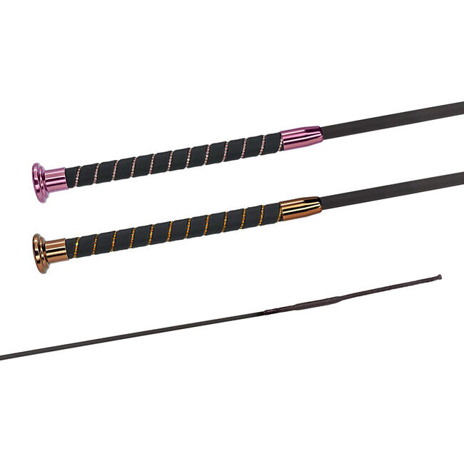 FLECK SilkTouch Dressage Whip with Rhinestone Wrapped Grip & Cap image number null