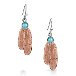 Montana Silversmiths Gift of Rose Gold Freedom Feather Earrings