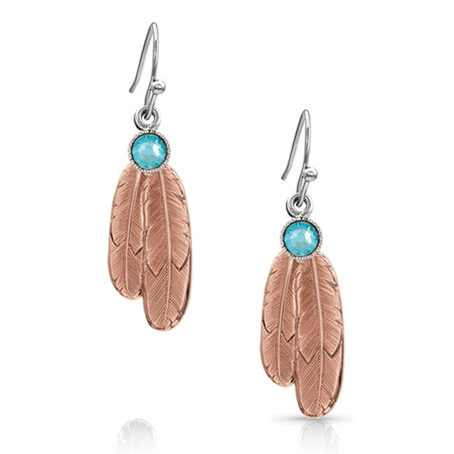 Montana Silversmiths Gift of Rose Gold Freedom Feather Earrings image number null