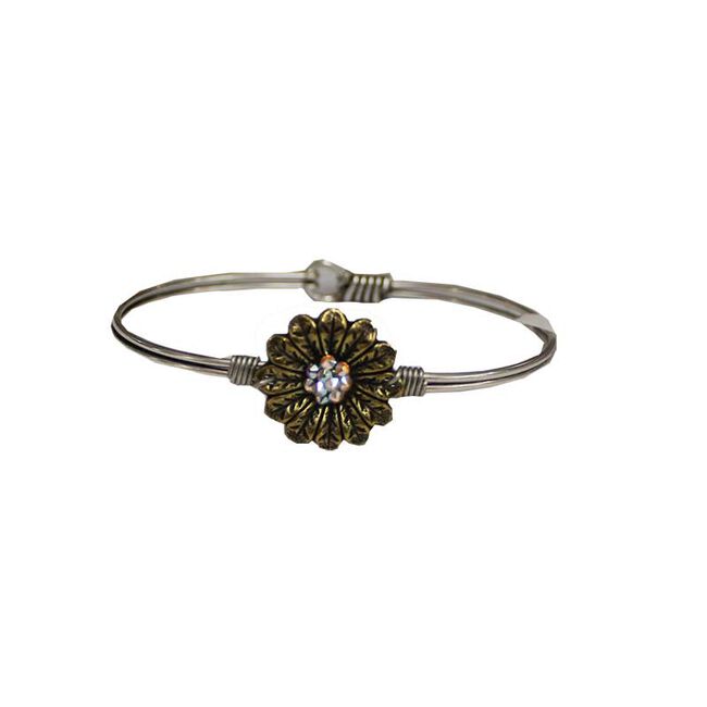 Finishing Touch of Kentucky Bracelet - Flower Bangle - Crystal & Gold image number null